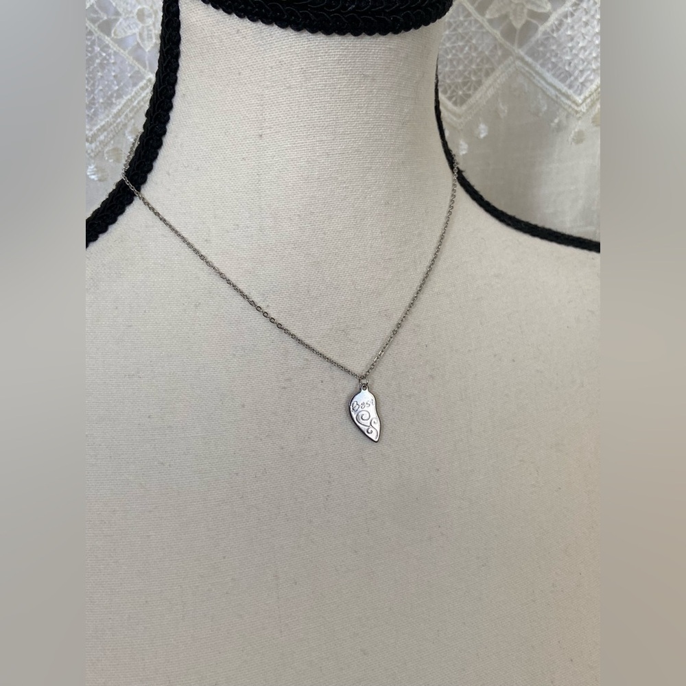 Double Necklace Best Friends heart stainless steel choker silver necklace (2) - Picture 6 of 11